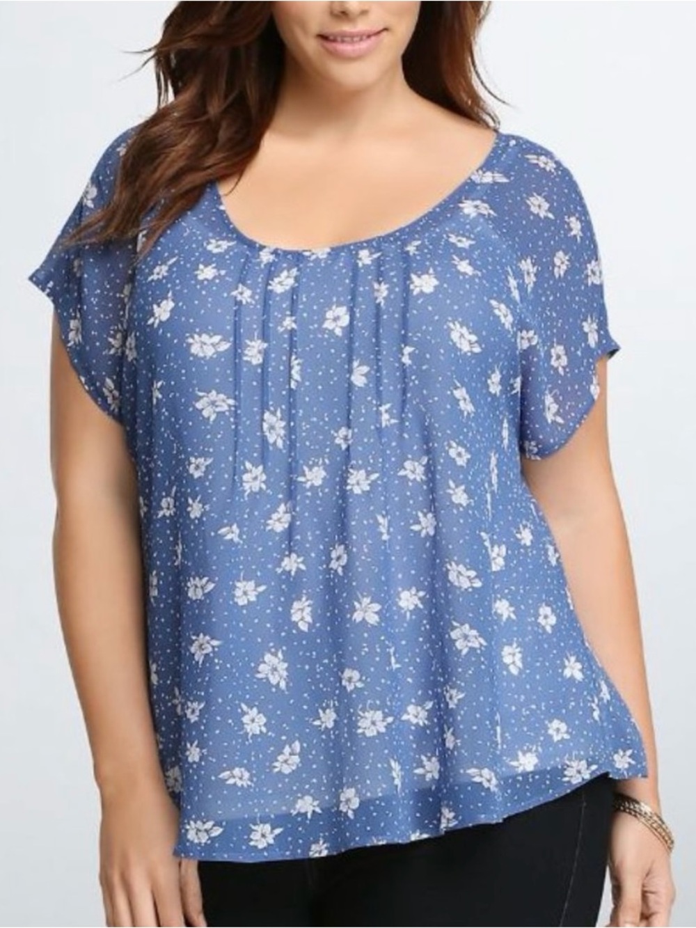 Torrid Scoop Neck Sheer Floral Tulip Back Blouse Size 2x